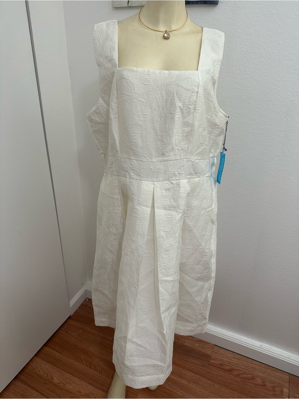 Draper James ivory Textured Square-Neck Dress